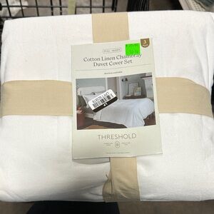 Cotton Linen Chambray Duvet Cover Set Full/Queen Threshold